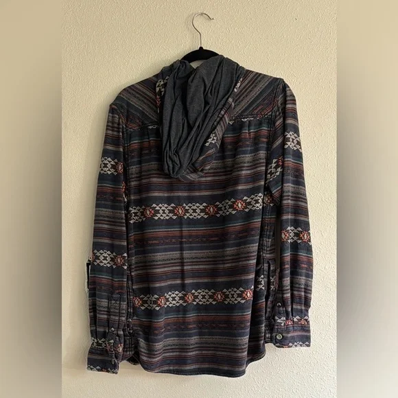 Kavu Blue and Gray Zip Shirt Hoodie - Picture 3 of 3